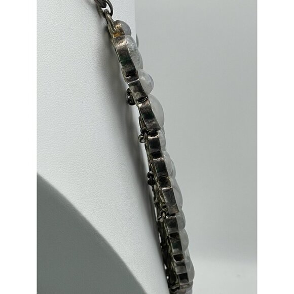 Vintage Signed 925 Moonstone Bib Necklace Statement Piece - Picture 13 of 16